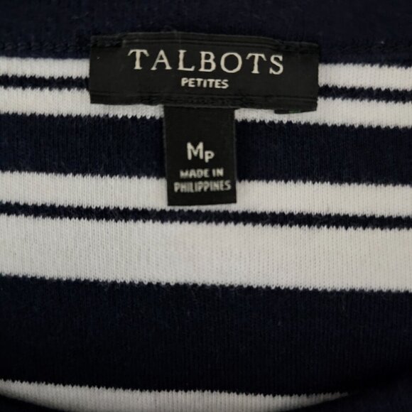 Talbots Knit Double Breast Ivory & Navy Blazer Stripe Cotton Midi Dress Set - Picture 8 of 12